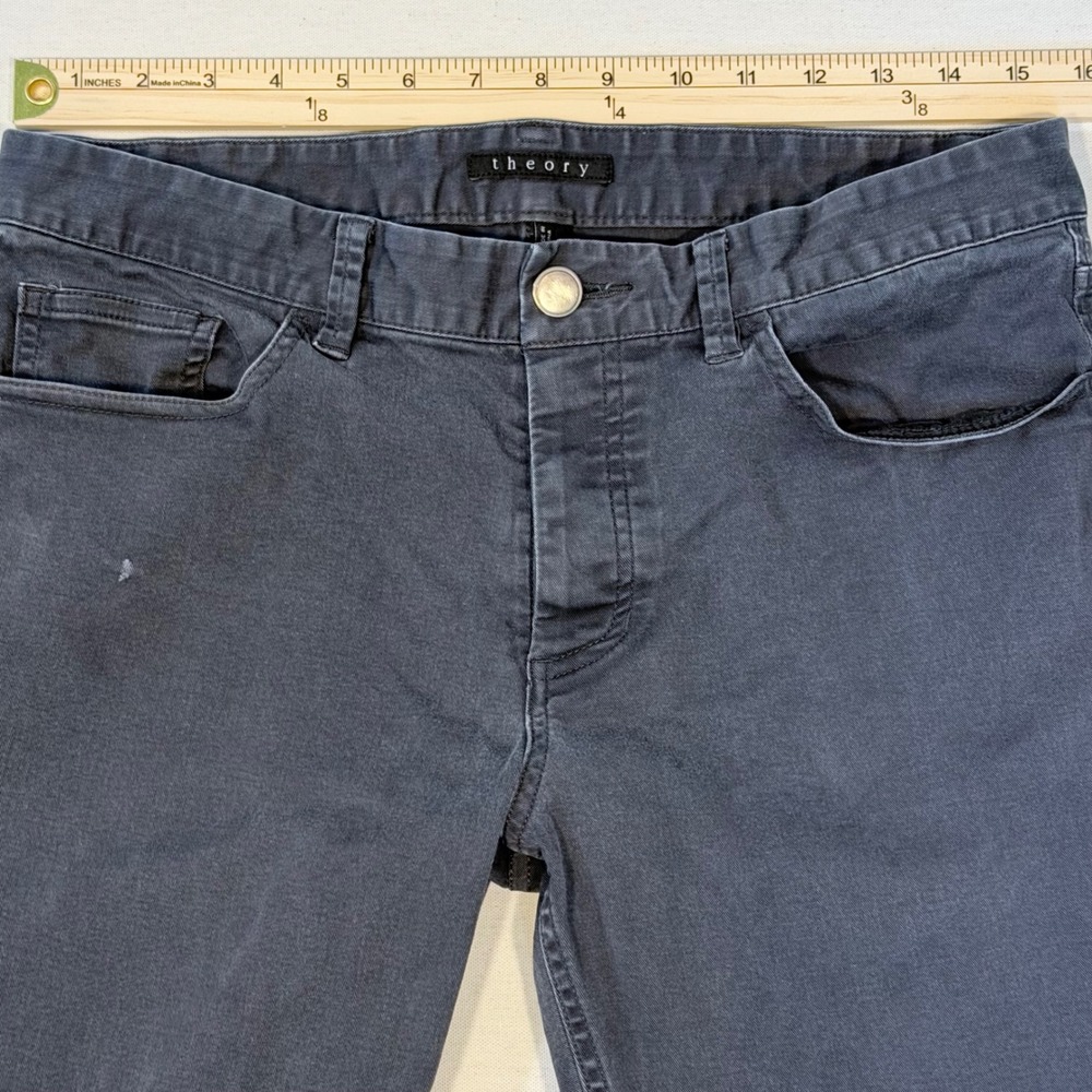 Theory Haydin Writer Pants Mens 33 Dark Grey Slim Fit Stretch Cotton - Picture 4 of 8